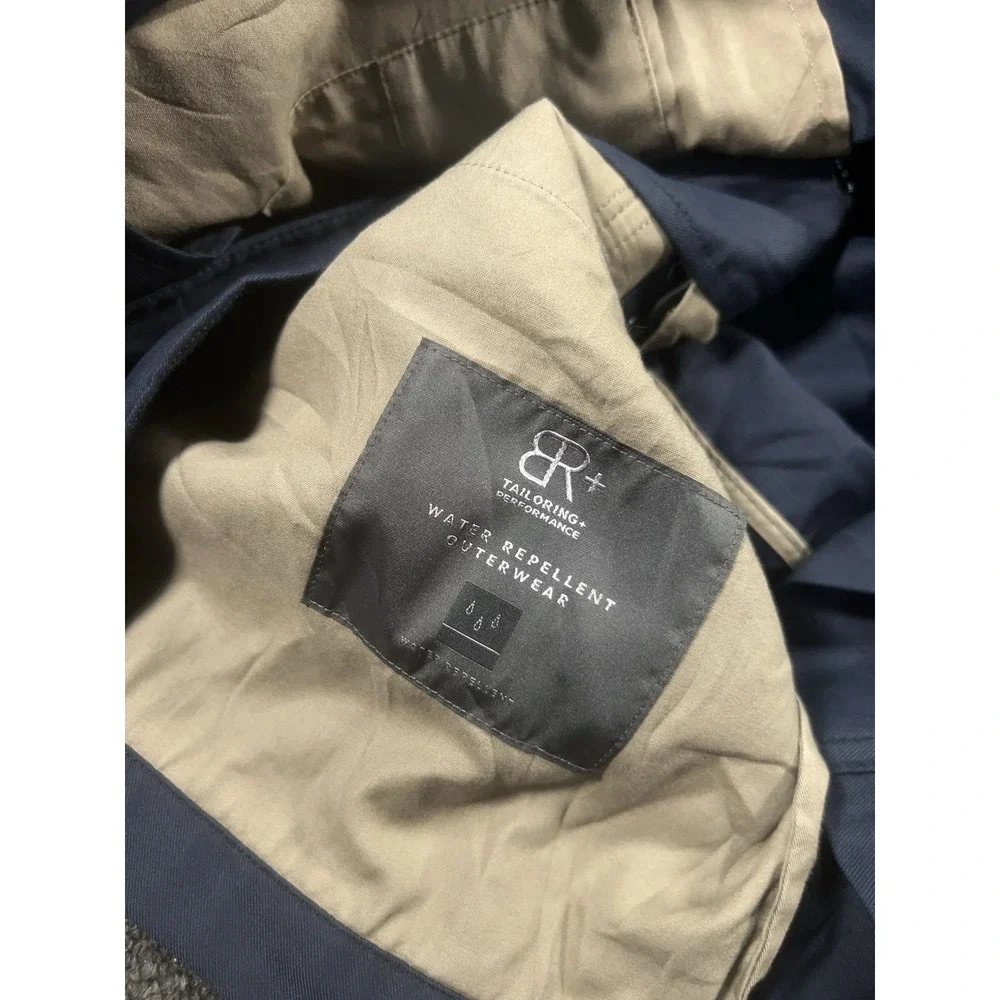 Banana Republic Jacket Medium Navy Utility Chore Field Stowaway Hood Waterproof